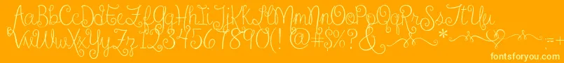 SweetheartsLoveLetters2 Font – Yellow Fonts on Orange Background