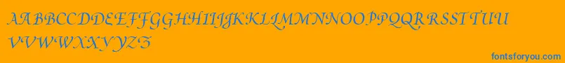 PoeticaSuppSwashCapitalsI Font – Blue Fonts on Orange Background