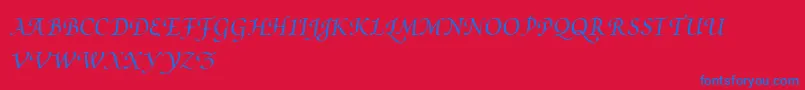 PoeticaSuppSwashCapitalsI Font – Blue Fonts on Red Background