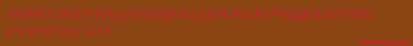 PoeticaSuppSwashCapitalsI Font – Red Fonts on Brown Background