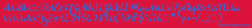 Ankecall Font – Blue Fonts on Red Background