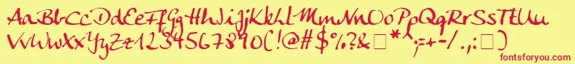 Ankecall-Schriftart – Rote Schriften auf gelbem Hintergrund