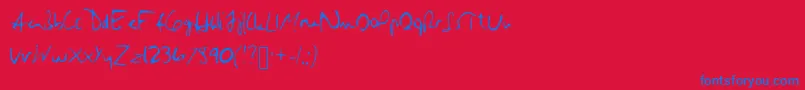 フォントHillary – 赤い背景に青い文字