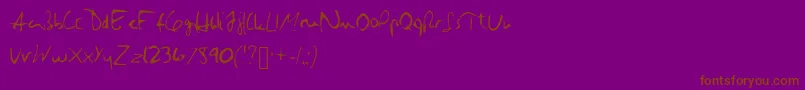 フォントHillary – 紫色の背景に茶色のフォント