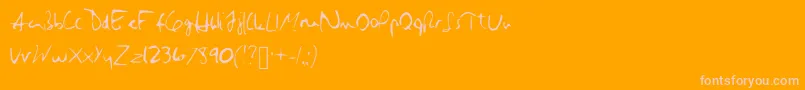 Hillary-Schriftart – Rosa Schriften auf orangefarbenem Hintergrund