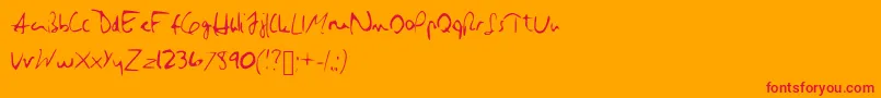 Hillary-Schriftart – Rote Schriften auf orangefarbenem Hintergrund