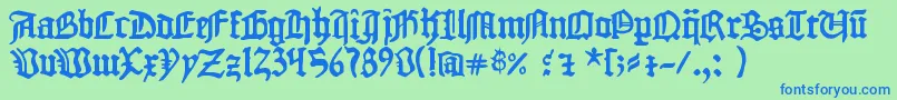 1454GutenbergBibel Font – Blue Fonts on Green Background