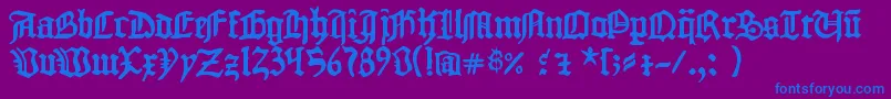 1454GutenbergBibel Font – Blue Fonts on Purple Background