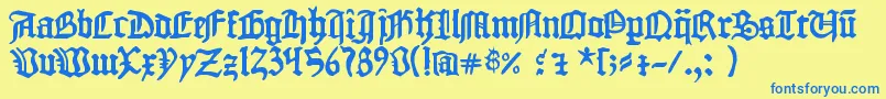 1454GutenbergBibel Font – Blue Fonts on Yellow Background