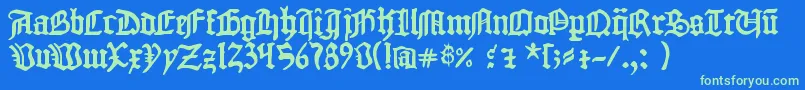 1454GutenbergBibel Font – Green Fonts on Blue Background