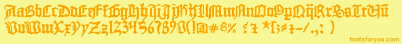 1454GutenbergBibel Font – Orange Fonts on Yellow Background