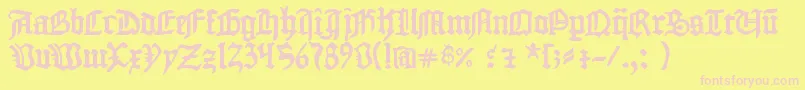 1454GutenbergBibel Font – Pink Fonts on Yellow Background
