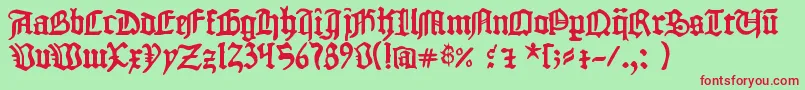 1454GutenbergBibel Font – Red Fonts on Green Background