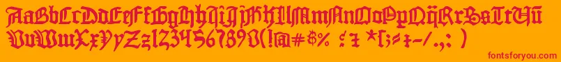 Fonte 1454GutenbergBibel – fontes vermelhas em um fundo laranja