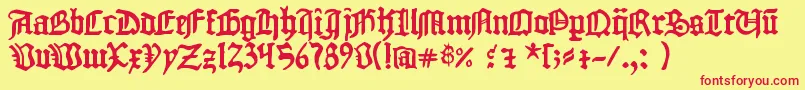 1454GutenbergBibel Font – Red Fonts on Yellow Background