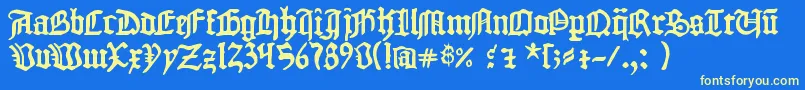 1454GutenbergBibel Font – Yellow Fonts on Blue Background