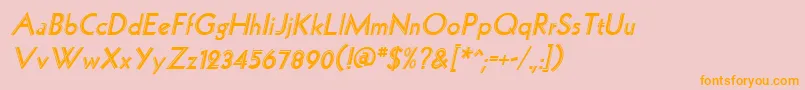 HollywoodItalic-Schriftart – Orangefarbene Schriften auf rosa Hintergrund