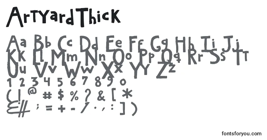 Шрифт ArtyardThick – алфавит, цифры, специальные символы