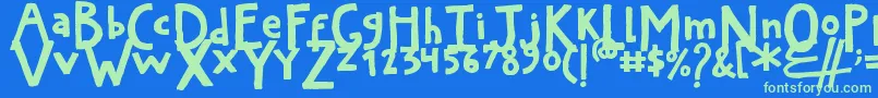 ArtyardThick-Schriftart – Grüne Schriften auf blauem Hintergrund