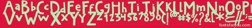 フォントArtyardThick – 赤い背景に緑の文字