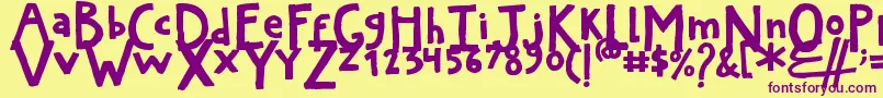 ArtyardThick Font – Purple Fonts on Yellow Background