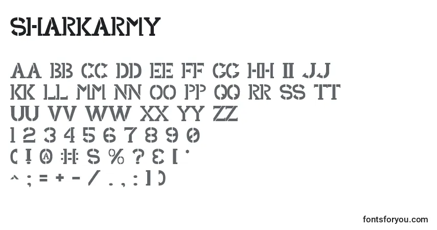 Schriftart SharkArmy – Alphabet, Zahlen, spezielle Symbole