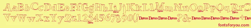 GreenEggsSpamDemo3 Font – Red Fonts on Yellow Background