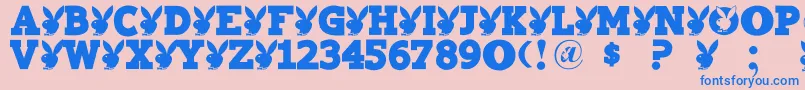 Fonte Playtoy – fontes azuis em um fundo rosa