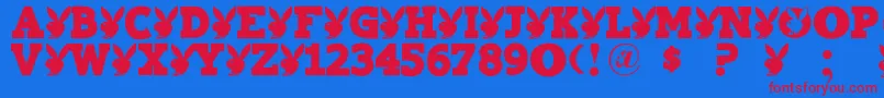 Playtoy Font – Red Fonts on Blue Background