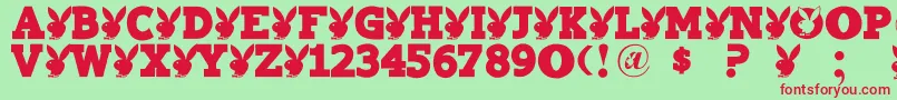 Playtoy-fontti – punaiset fontit vihreällä taustalla