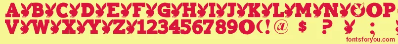 Playtoy-fontti – punaiset fontit keltaisella taustalla