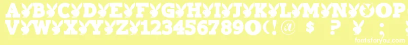 Playtoy-fontti – valkoiset fontit keltaisella taustalla