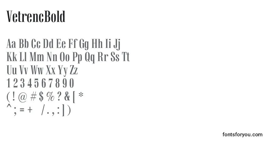 Schriftart VetrencBold – Alphabet, Zahlen, spezielle Symbole
