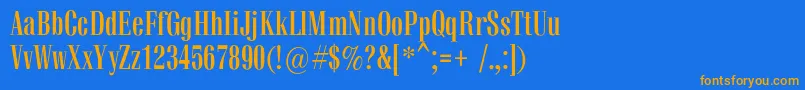 フォントVetrencBold – オレンジ色の文字が青い背景にあります。