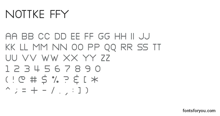 Schriftart Nottke ffy – Alphabet, Zahlen, spezielle Symbole