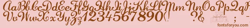 Fonte Laurenscript – fontes marrons em um fundo rosa