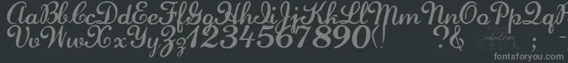 Fonte Laurenscript – fontes cinzas em um fundo preto