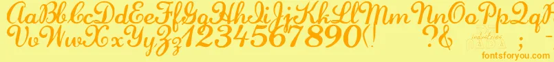 Laurenscript Font – Orange Fonts on Yellow Background