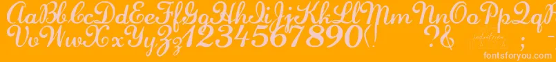 Laurenscript-Schriftart – Rosa Schriften auf orangefarbenem Hintergrund