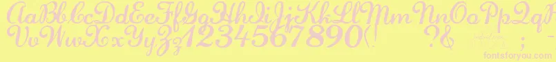 Laurenscript Font – Pink Fonts on Yellow Background