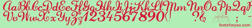 Laurenscript Font – Red Fonts on Green Background