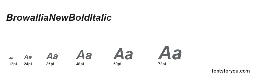 BrowalliaNewBoldItalic Font Sizes