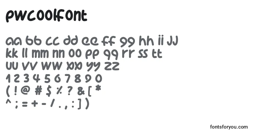 Schriftart Pwcoolfont – Alphabet, Zahlen, spezielle Symbole