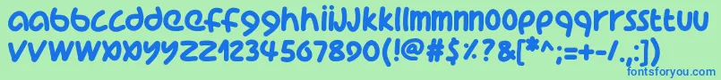 Pwcoolfont Font – Blue Fonts on Green Background