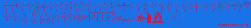フォントPixoReto – 赤い文字の青い背景