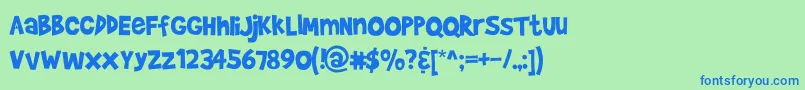 BradyBunch Font – Blue Fonts on Green Background