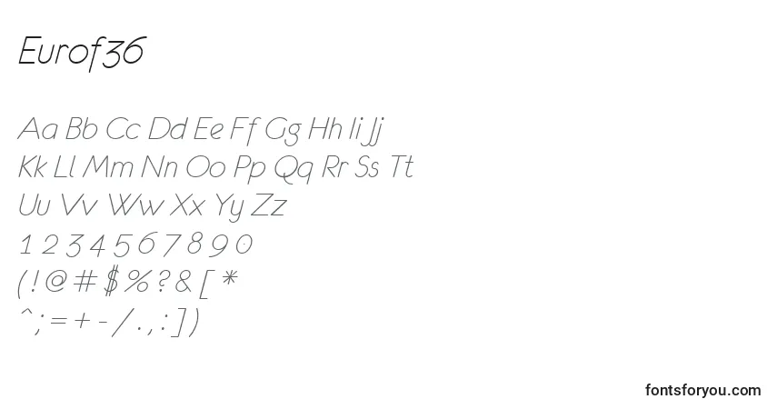 Eurof36フォント–アルファベット、数字、特殊文字