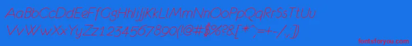 Eurof36 Font – Red Fonts on Blue Background