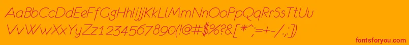 フォントEurof36 – オレンジの背景に赤い文字