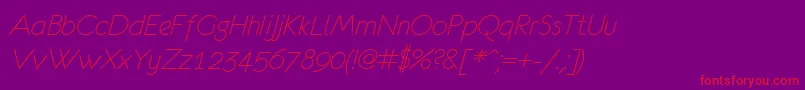 Eurof36-Schriftart – Rote Schriften auf violettem Hintergrund